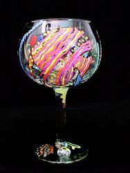Fantasy Fish Design - Hand Painted - Grande Goblet - 17.5 oz..fantasy 