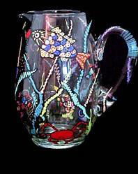 Fantasy Fish Design - Hand Painted - Margarita/Beverage Pitcher - 67 oz.fantasy 