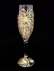 Fireworks Design - Hand Painted - Flute - 6 oz.fireworks 