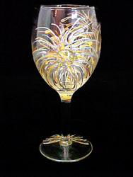 Fireworks Design - Hand Painted - Grande Wine - 16 oz..fireworks 