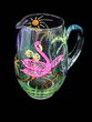 Flamingo Frolic Design - Hand Painted - Margarita/Beverage Pitcher - 67 oz.