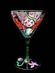 Flirty Fish Design - Hand Painted - Martini - 7.5 oz.flirty 