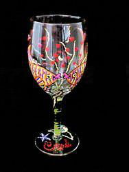 Flirty Fish Design - Hand Painted - Wine Glass - 8 oz.flirty 