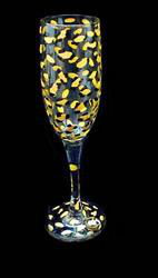 Gold Leopard Design - Hand Painted - Flute - 6 oz.gold 