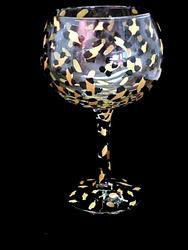 Gold Leopard Design - Hand Painted - Grande Goblet - 17.5 oz..gold 