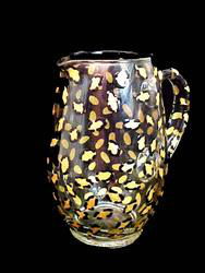 Gold Leopard Design - Hand Painted - Margarita/Beverage Pitcher - 67 oz.gold 