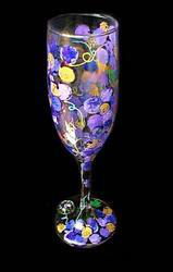 Grapes & Vines Design - Hand Painted - Flute - 6 oz.grapes 