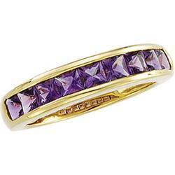 14K Yellow Gold Amethyst Channel Band Ringyellow 