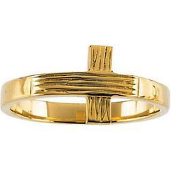 14K Yellow Gold Cross Rugged Chastity Ring With Box - Size 6yellow 
