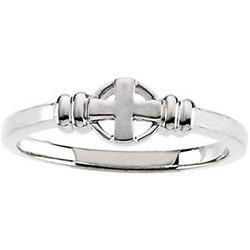 14K White Gold Cross Ring - Size 6white 