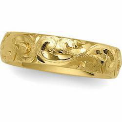14K Yellow Gold Hand Engraved Bandyellow 