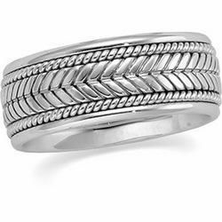 14K White Gold Hand Woven Bandwhite 