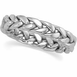 14K White Gold Hand Woven Bandwhite 