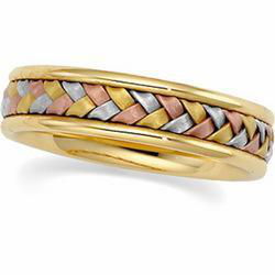 14K Yellow Gold Tri Color Hand Woven Bandyellow 