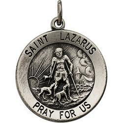 Sterling Silver Round St Lazarus Pendant Medalsterling 