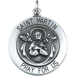 Sterling Silver Round St Martin Pendant Medalsterling 