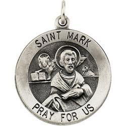 Sterling Silver Round St Mark Pendant Medalsterling 
