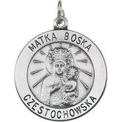 Sterling Silver Round Matka Boska Pendant Medalsterling 