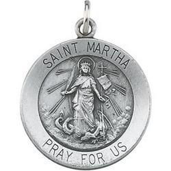 Sterling Silver Round St Martha Pendant Medalsterling 