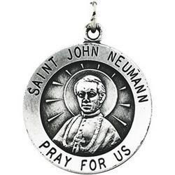Sterling Silver Round St. John Neuman Pendant Medalsterling 