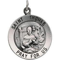 Sterling Silver Round St Thomas Pendant Medalsterling 