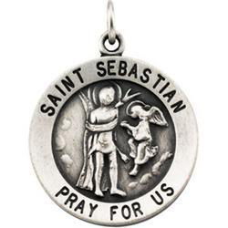 Sterling Silver Round St. Sebastian Pendant Medalsterling 