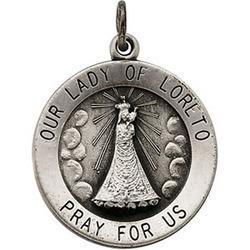 Sterling Silver Round Our Lady Of Loreto Pendant Medalsterling 