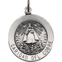 Sterling Silver Round Caridad Del Cobre Pendant Medalsterling 