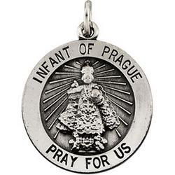 Sterling Silver Round Infant Of Prague Pendant Medalsterling 