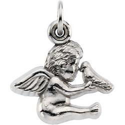 14K White Gold Angel & Holy Spirit Medalwhite 