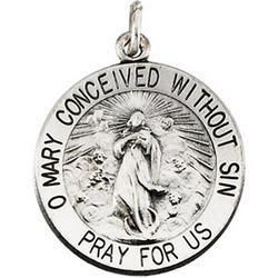 Sterling Silver Round Miraculous Pendant Medalsterling 
