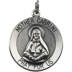 Sterling Silver Round Mother Cabrini Pendant Medalsterling 