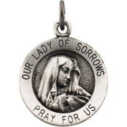 Sterling Silver Round Lady Of Sorrow Pendant Medalsterling 