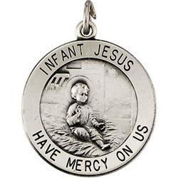 Sterling Silver Round Infant Jesus Pendant Medalsterling 