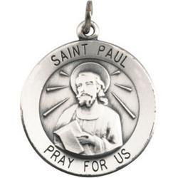 Sterling Silver Round St Paul Pendant Medalsterling 