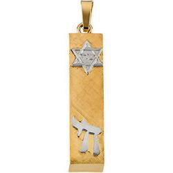 14K Two Tone Gold Mezuzah Pendanttwo 