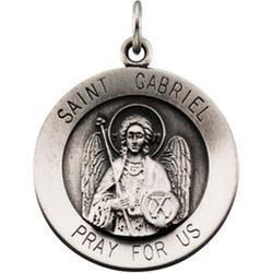 14K White Gold Round St. Gabriel Pendant Medalwhite 