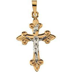 14K Two Tone Gold Crucifix Pendanttwo 