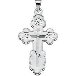 14K White Gold Die Struck Orthodox Crosswhite 