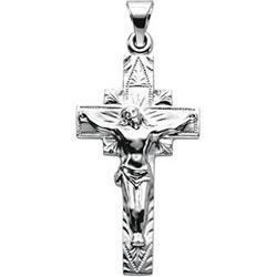 14K White Gold Crucifix Pendantwhite 