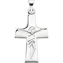 14K White Gold Crucifix Pendantwhite 
