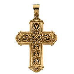 14K Two Tone Gold Cross Pendanttwo 