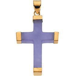 14K Yellow Gold Lavender Jade Square Crossyellow 
