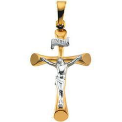 14K Two Tone Gold Crucifix Pendanttwo 