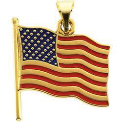 14K Yellow Gold American Flag Pendantyellow 