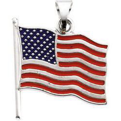 14K White Gold American Flag Pendantwhite 