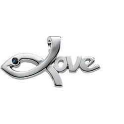 14K White Gold Love Pendant With Sapphirewhite 