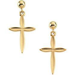 14K Yellow Gold Cross Ball Dangle Earringsyellow 
