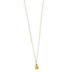 14K Yellow Gold Child Enamel Pendant With Cubic Zirconia & Chainyellow 