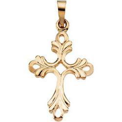 14K Yellow Gold Cross Design Pendantyellow 